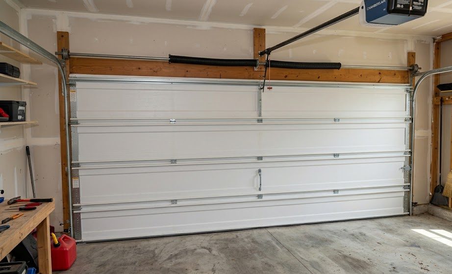 garage-door-spring-repair-after-professional-service Garage door operating normally after professional torsion spring repair with the door fully closed.